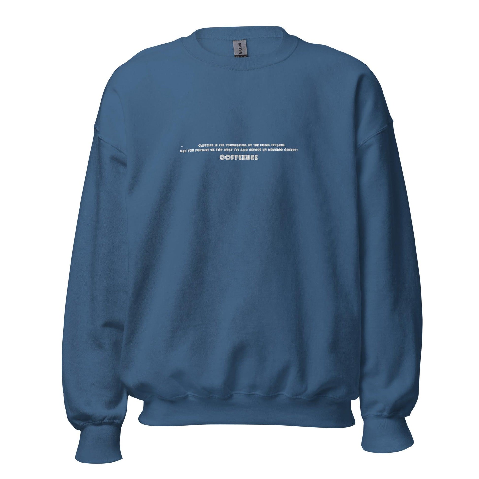 Embroidered Text Print Unisex Sweatshirt - COFFEEBRE