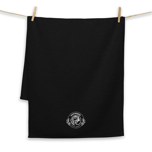 Embroidered Turkish Cotton Towel- Black