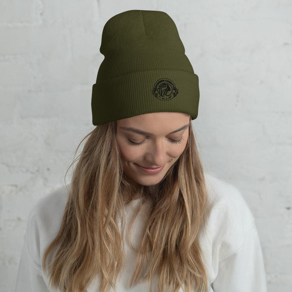 Embroidery Cuffed Beanie Hat - COFFEEBRE