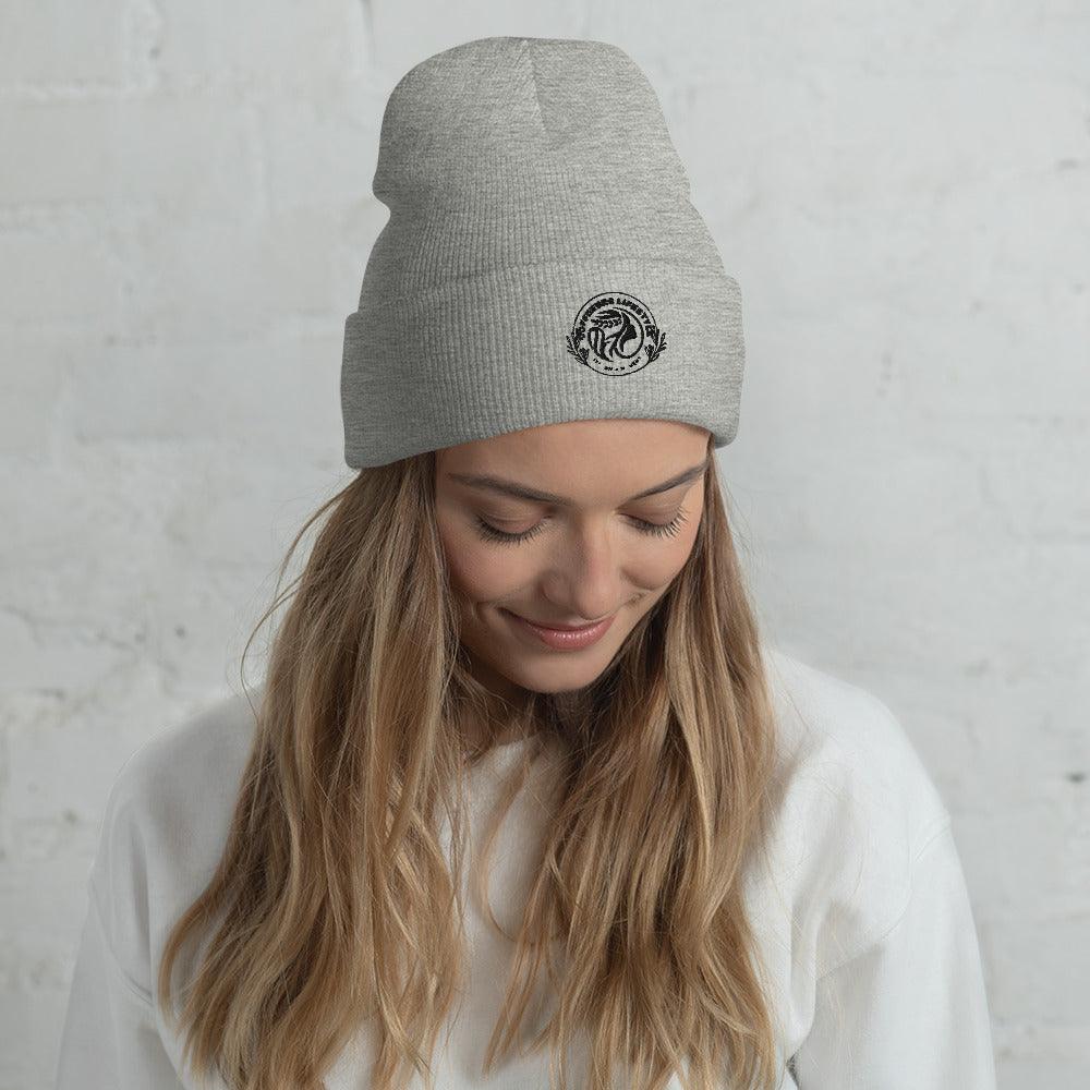 Embroidery Cuffed Beanie Hat - COFFEEBRE