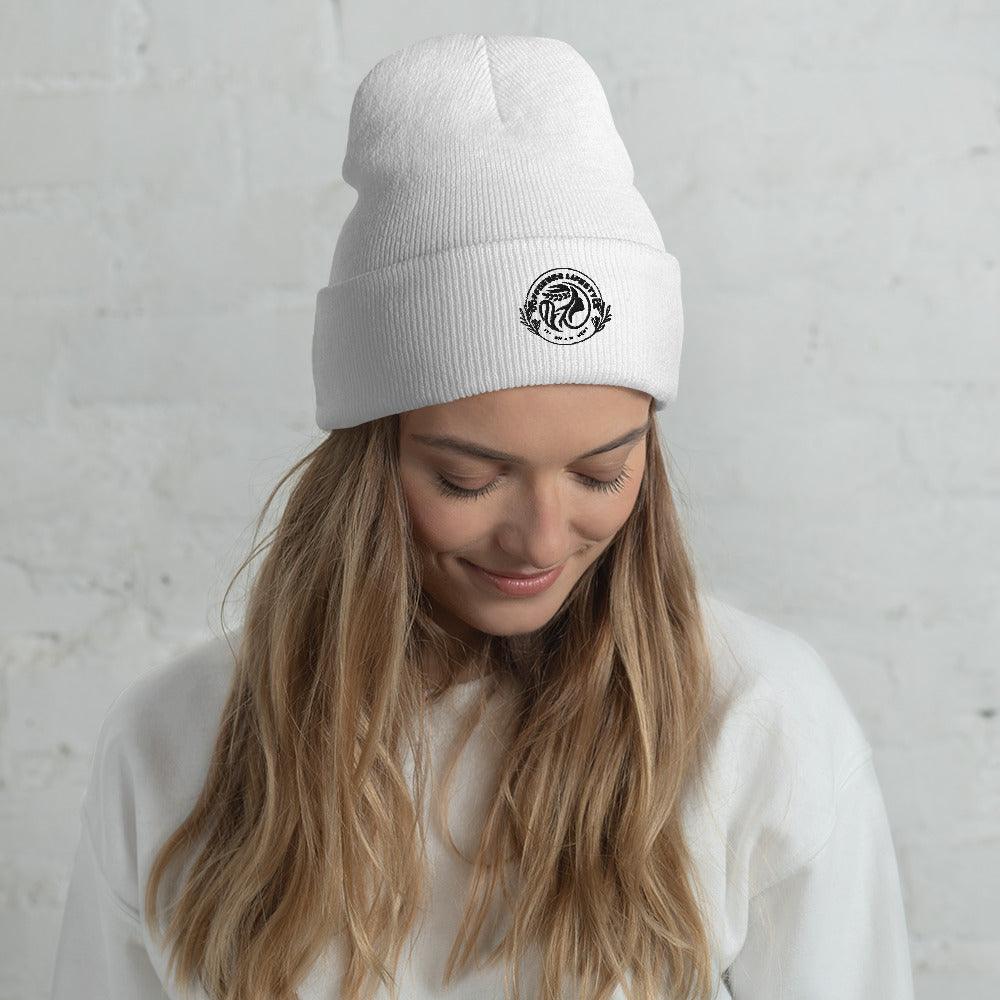 Embroidery Cuffed Beanie Hat - COFFEEBRE