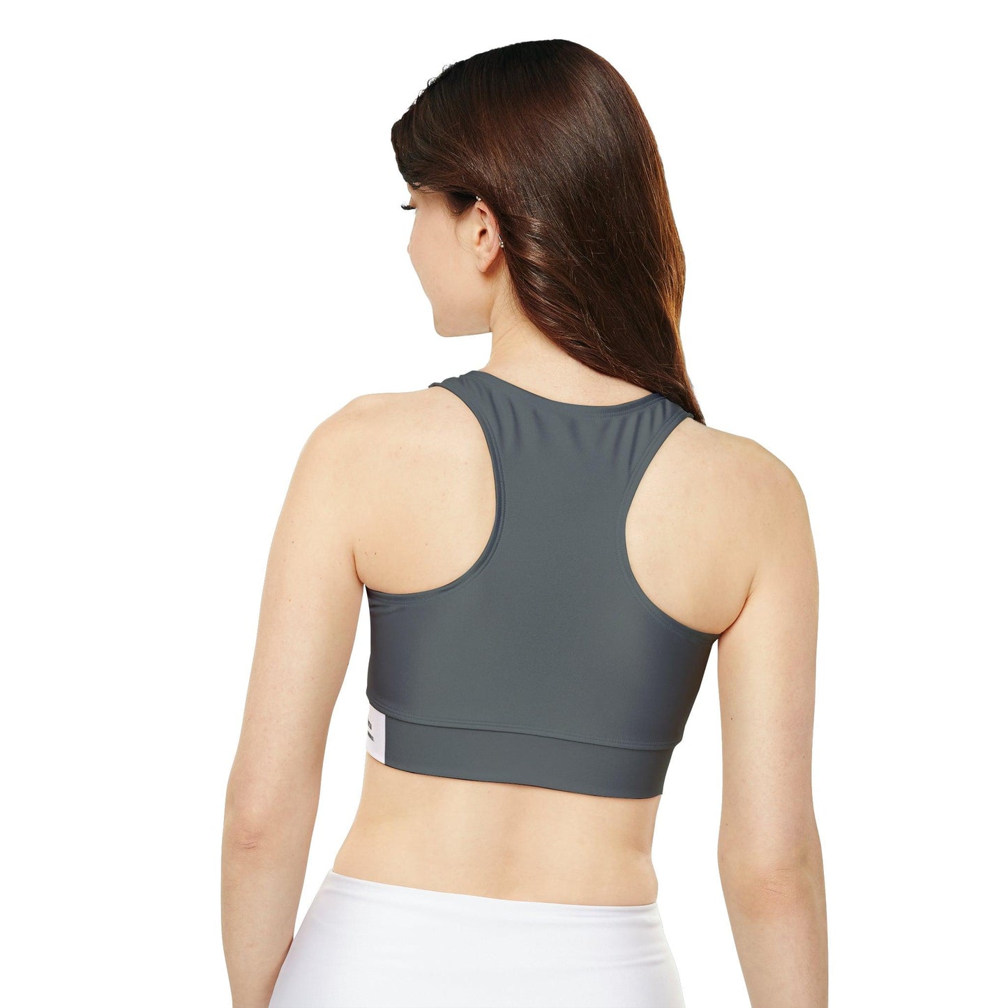 Fully Lined, Dark Grey Padded Sports Bra - COFFEEBRE