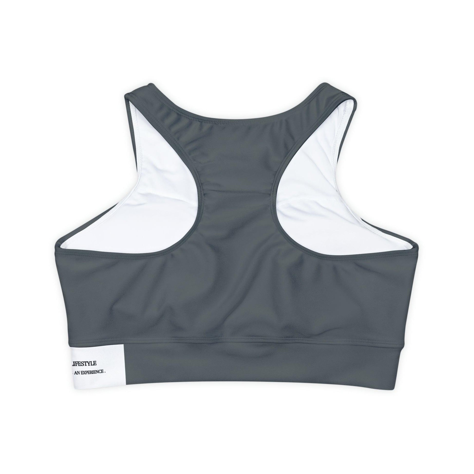 Fully Lined, Dark Grey Padded Sports Bra - COFFEEBRE