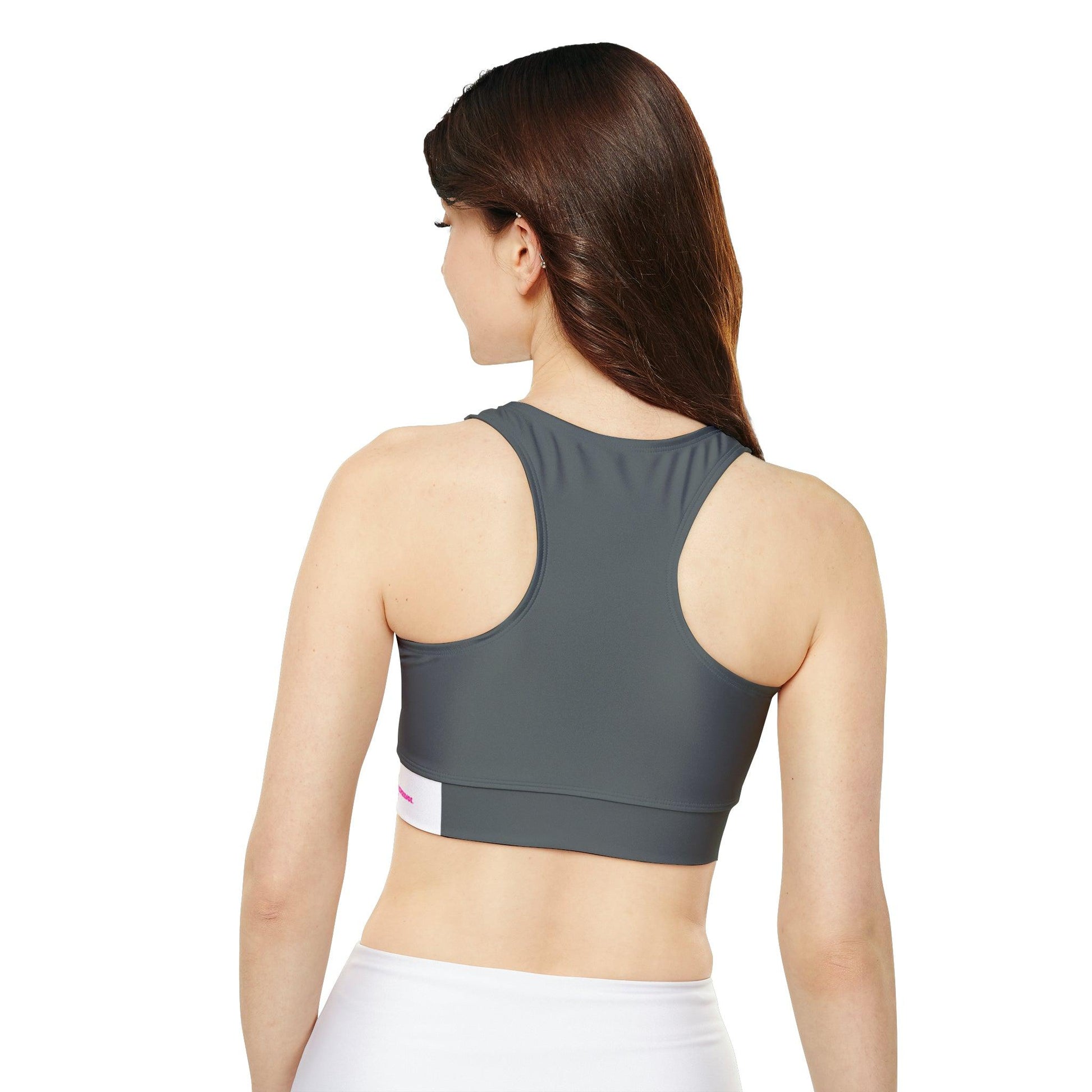 Fully Lined, Grey Coffee Pilates Padded Sports Bra - COFFEEBRE