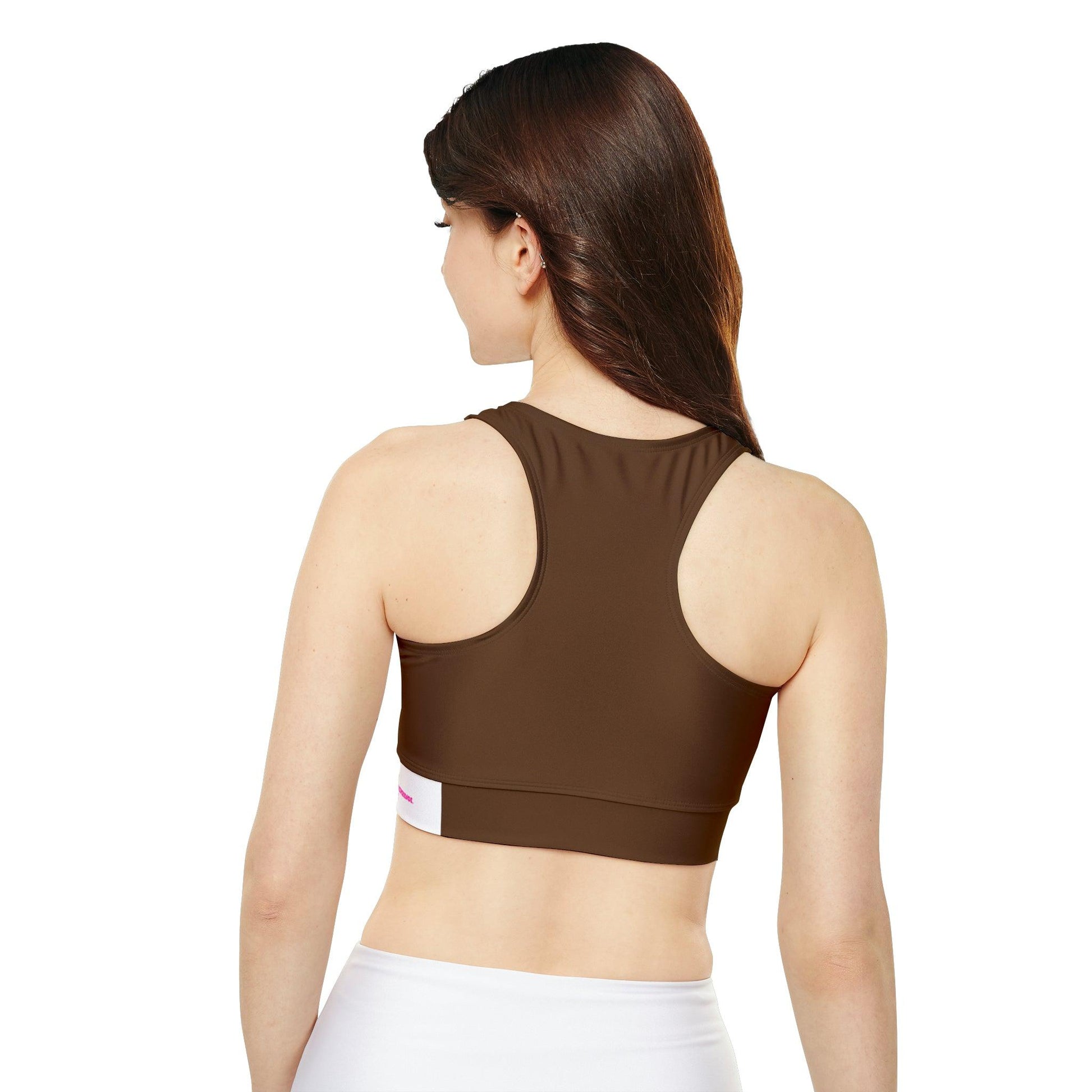 Fully Lined, Latte Coffee Run Padded Sports Bra - COFFEEBRE