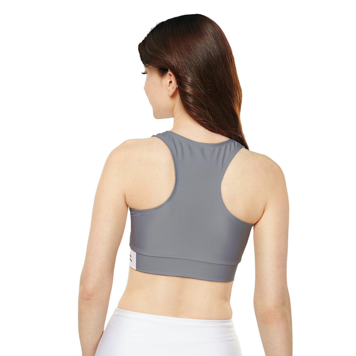 Fully Lined, Light Grey Padded Sports Bra - COFFEEBRE