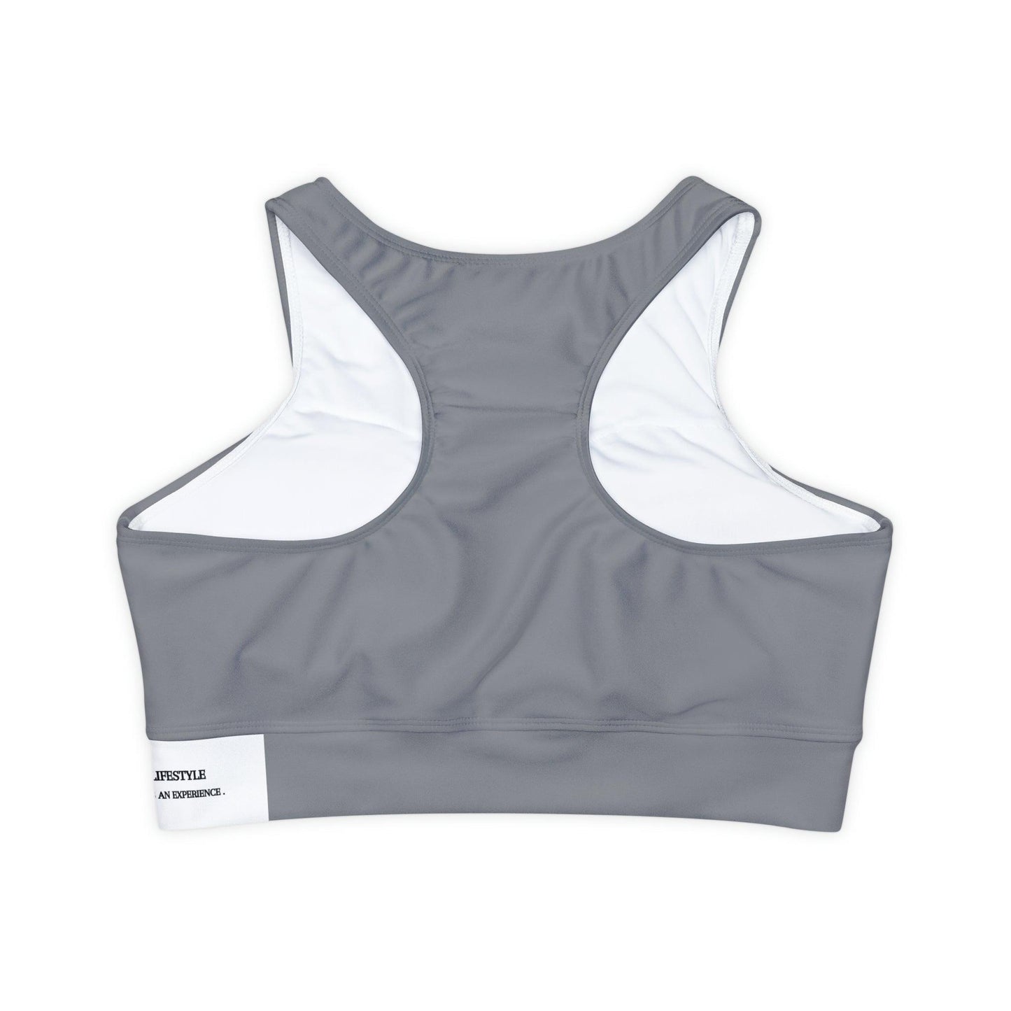 Fully Lined, Light Grey Padded Sports Bra - COFFEEBRE