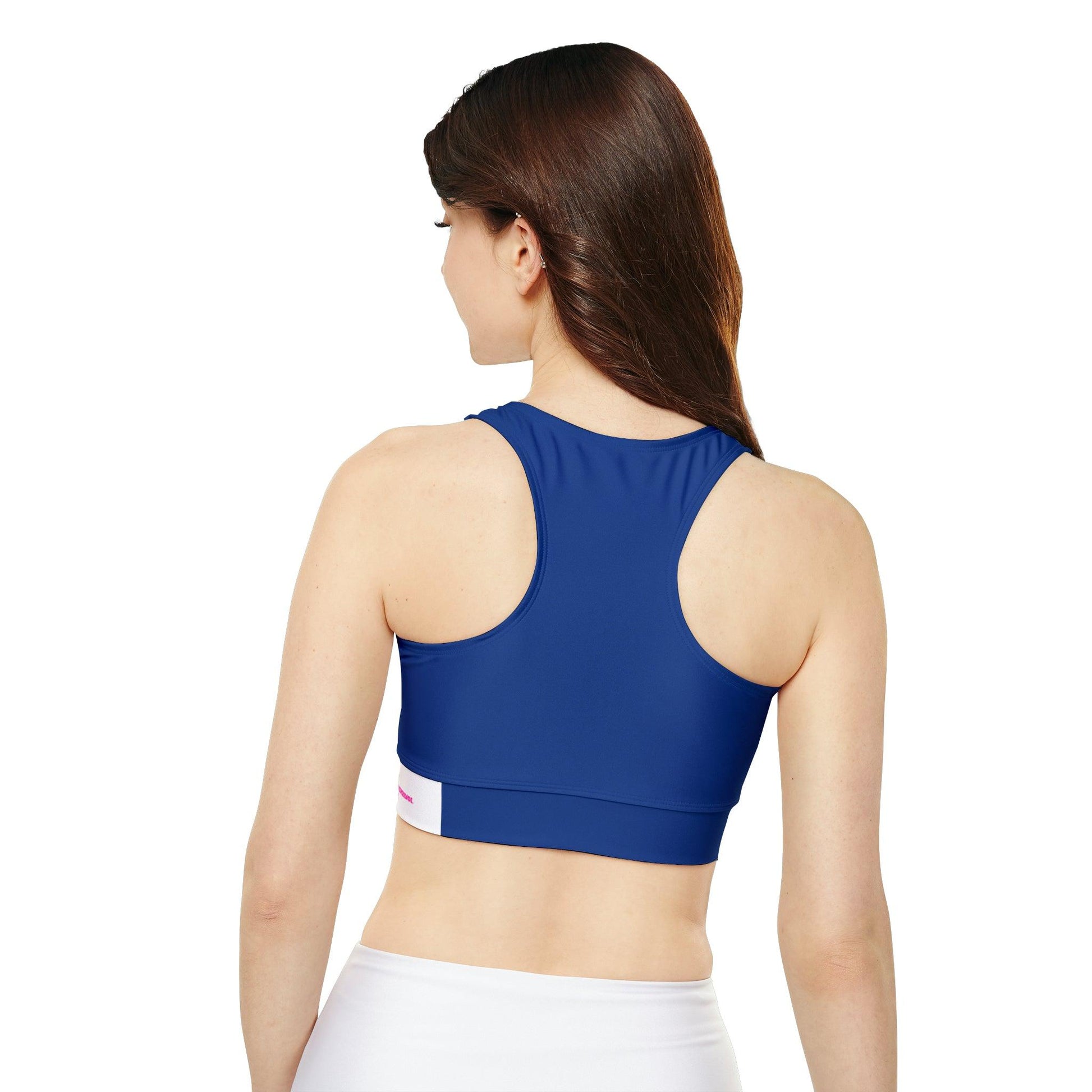 Fully Lined, Navy Blue Coffee Run Padded Sports Bra - COFFEEBRE