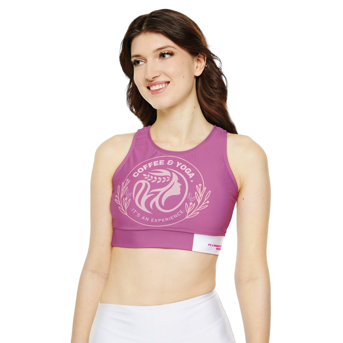 Lifestyle Fully Lined, Pink Padded Sports Bra - COFFEEBRE
