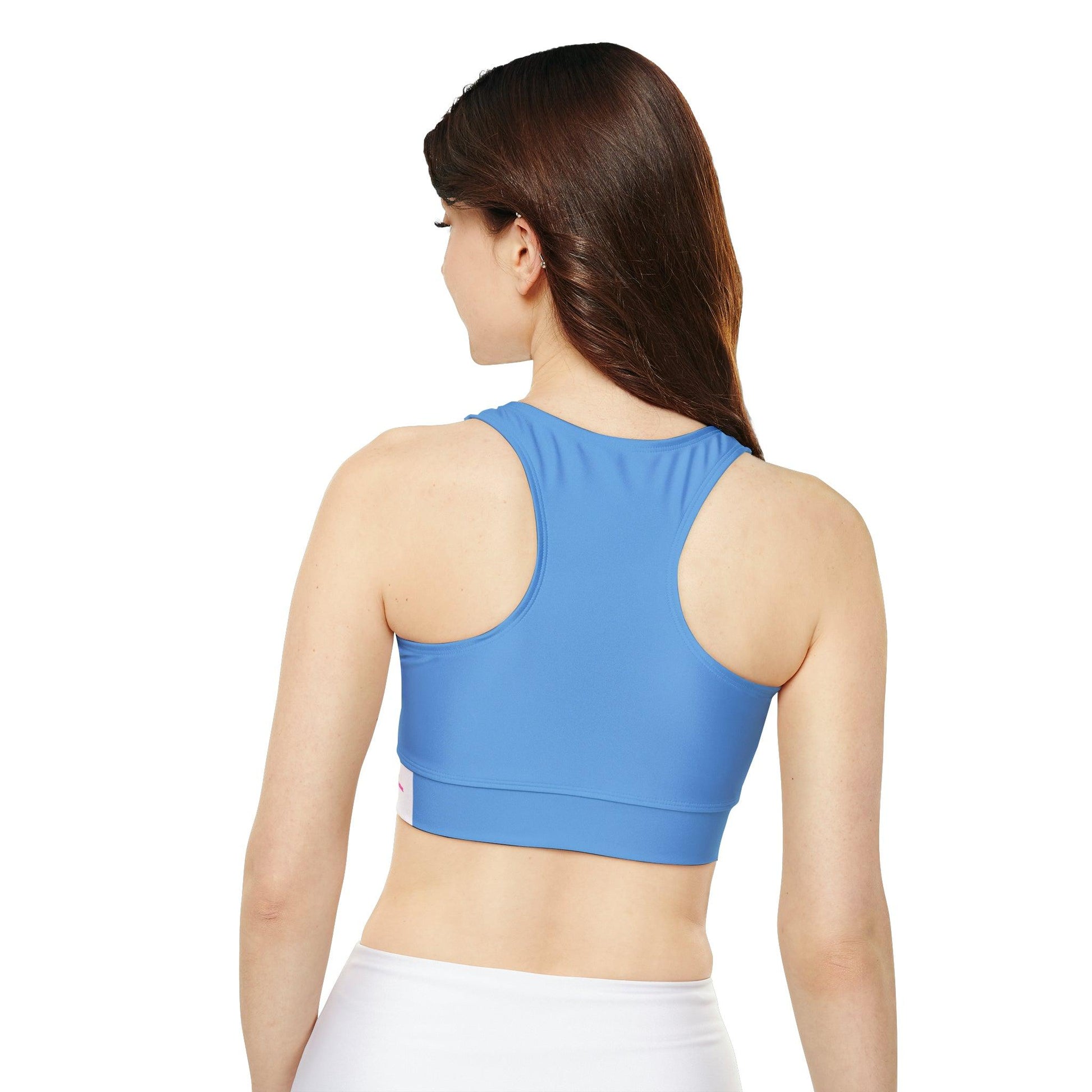 Light Blue Fully Lined, Padded Sports Bra - COFFEEBRE