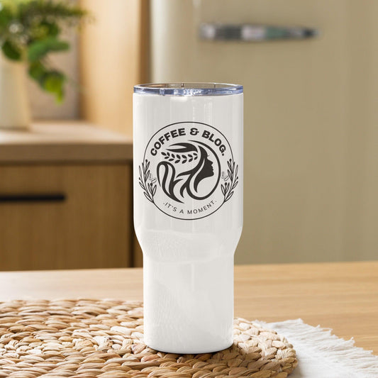 Luxury White Travel Mug with a Handle For Coffee Blogger - COFFEEBRE
