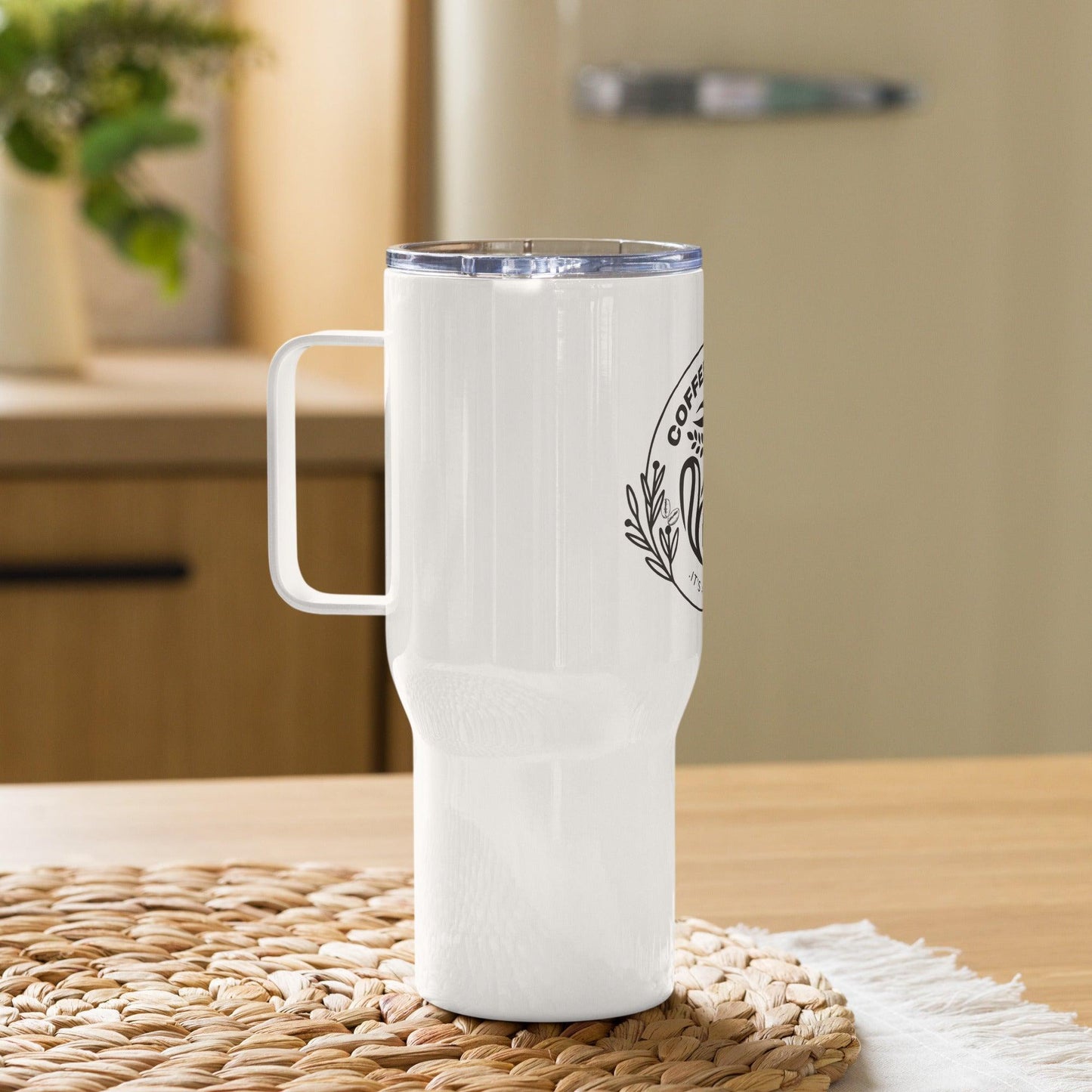 Luxury White Travel Mug with a Handle For Coffee Blogger - COFFEEBRE