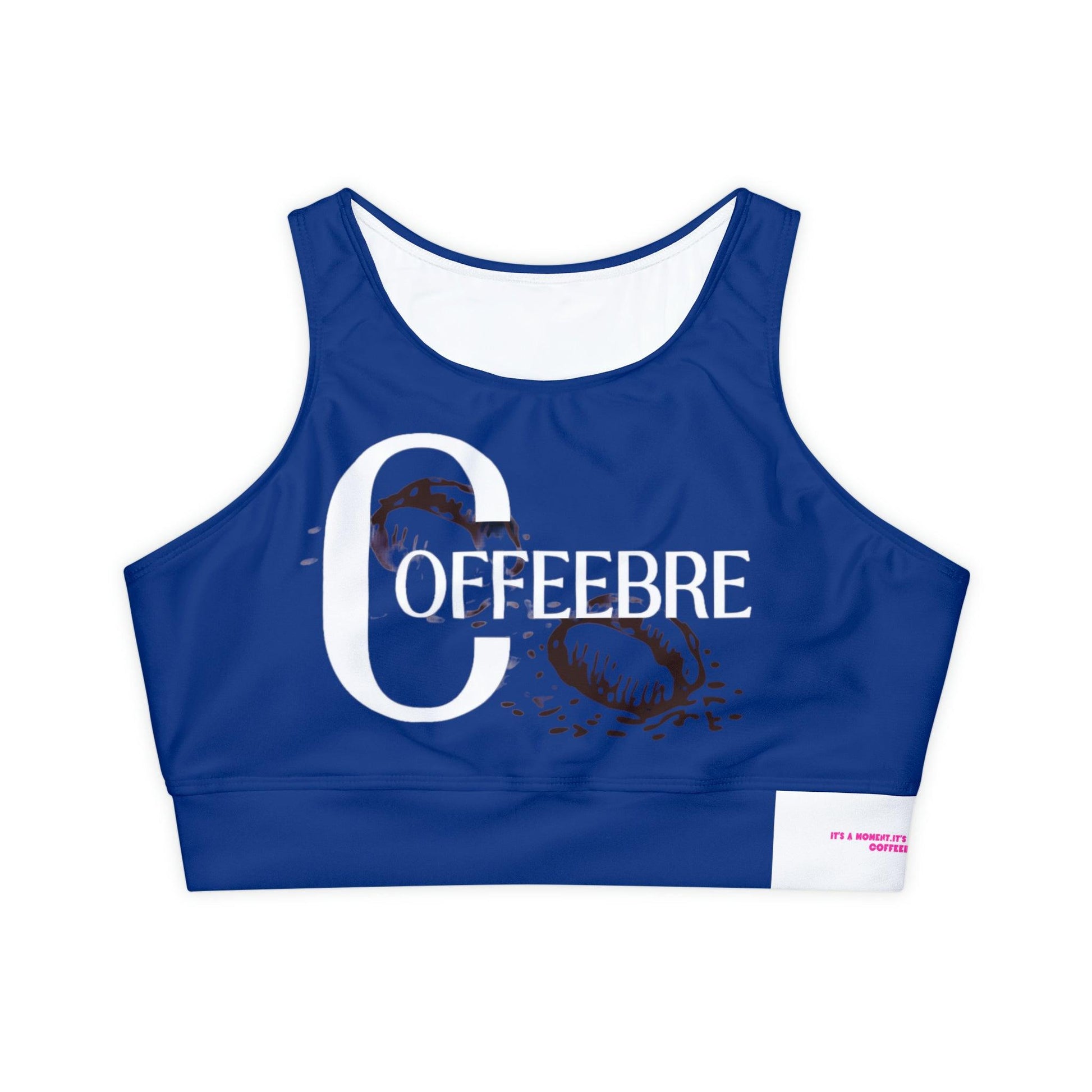 Navy Blue Fully Lined, Padded Sports Bra - COFFEEBRE