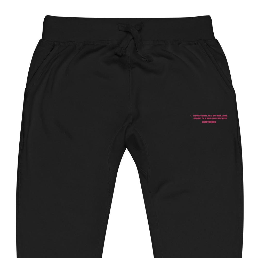 Pink Embroidered Texts Unisex fleece sweatpants