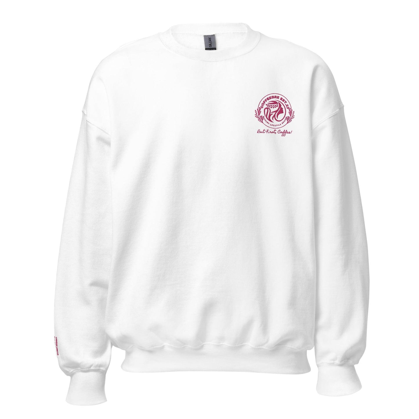 Pink Embroidered Unisex Crew Neck Sweatshirt - COFFEEBRE