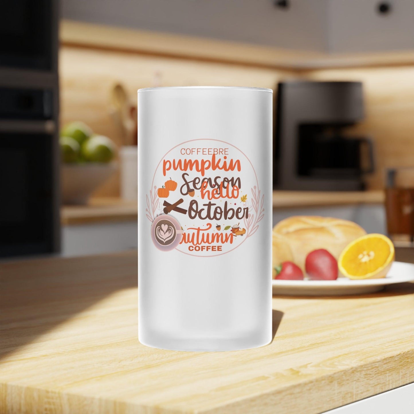 Pumpkin Frosted Glass Latte Mug - COFFEEBRE