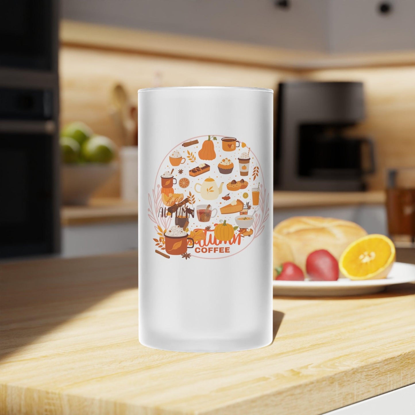 Pumpkin Spice Frosted Glass Latte Mug - COFFEEBRE