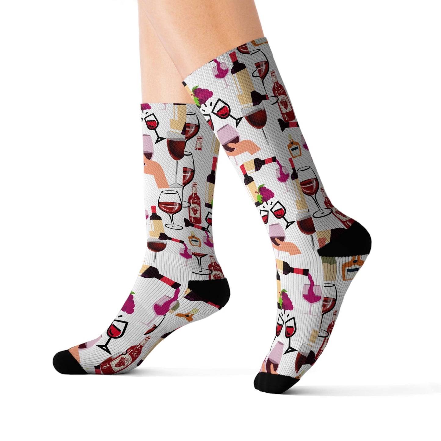 Red Wine Bottles and Wine Glass Socks