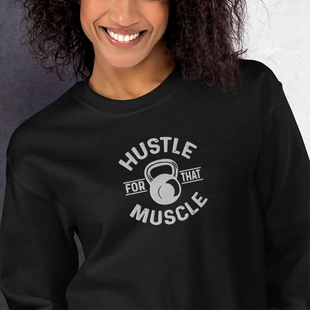 Hustle For Muscle Embroidered Sweatshirts