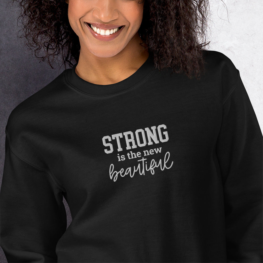 Strong Beautiful Embroidered Fitness Sweatshirt - COFFEEBRE