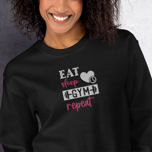 Eat Gym Sleep Repeat Embroidered Sweatshirt - COFFEEBRE