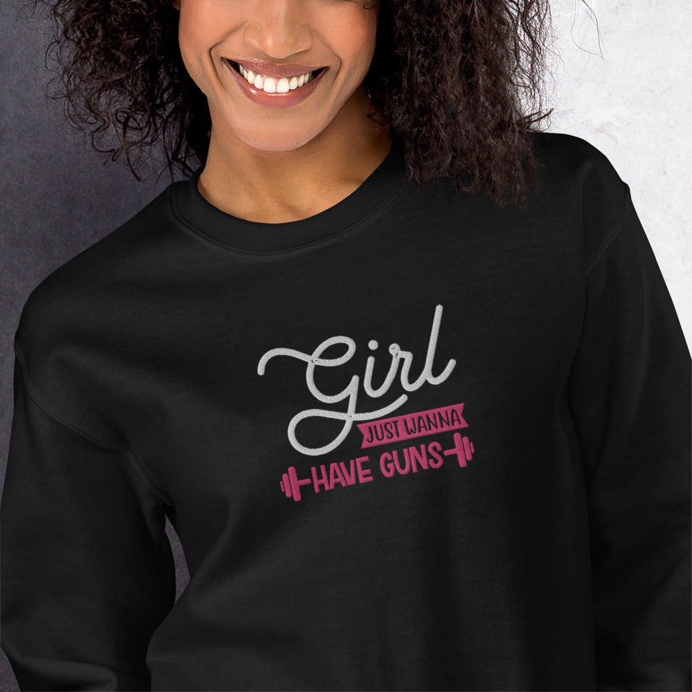 Girls Just Wanna Embroidered Fitness  Sweatshirt - COFFEEBRE