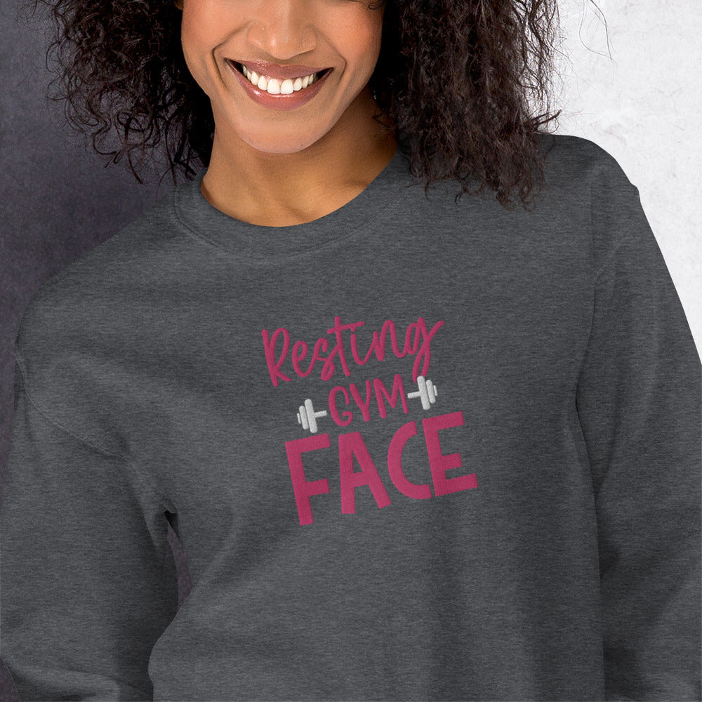 Resting Gym fFace Embroidered Sweatshirt - COFFEEBRE