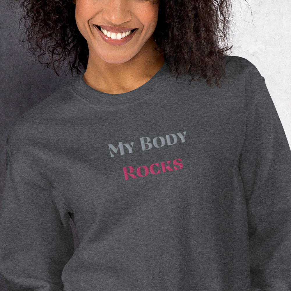 My Body Rocks Embroidered Sweatshirt - COFFEEBRE