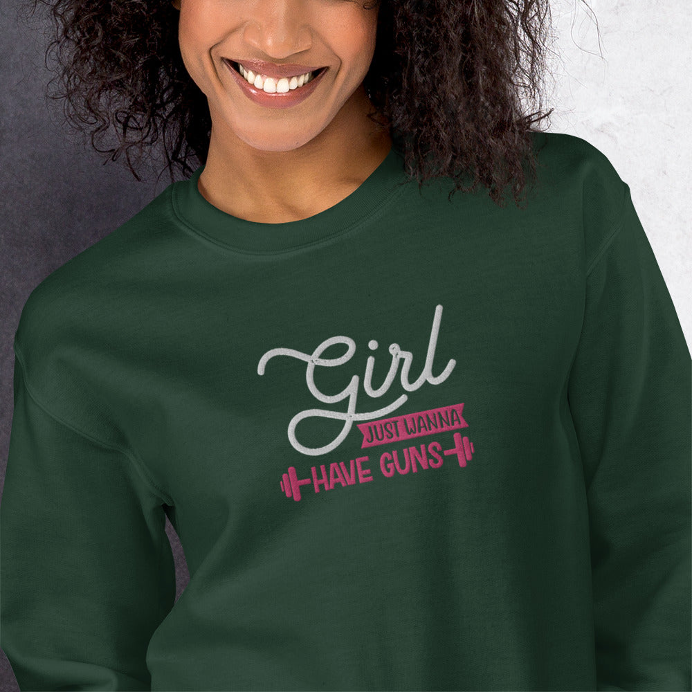 Girls Just Wanna Embroidered Fitness  Sweatshirt - COFFEEBRE