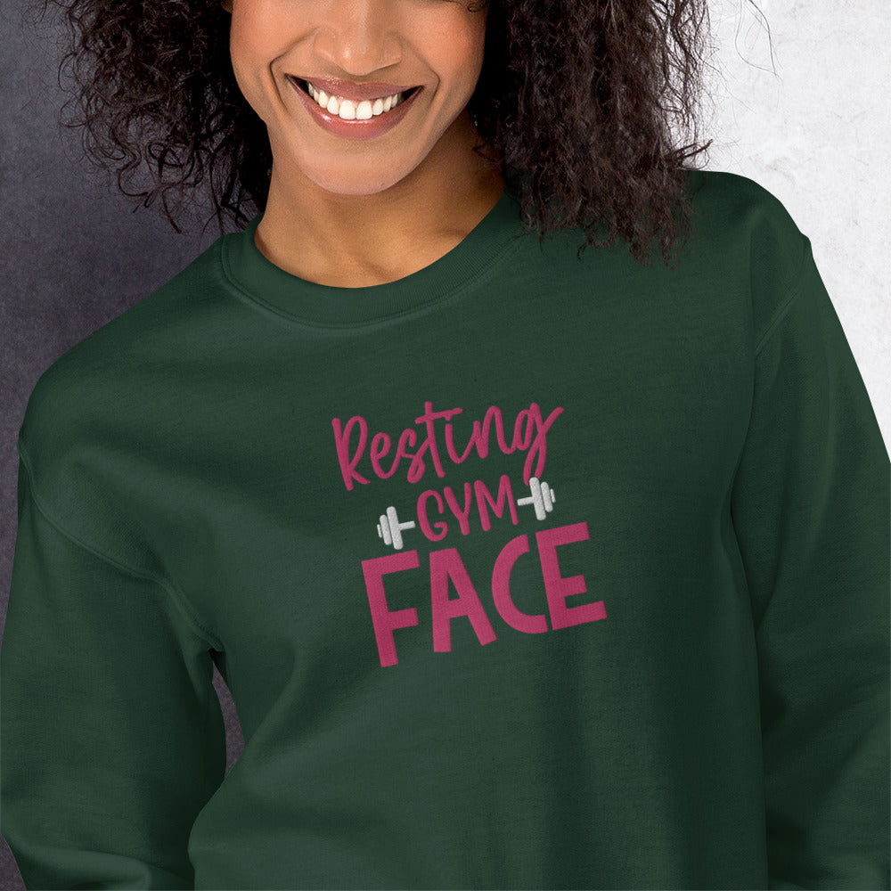 Resting Gym fFace Embroidered Sweatshirt - COFFEEBRE