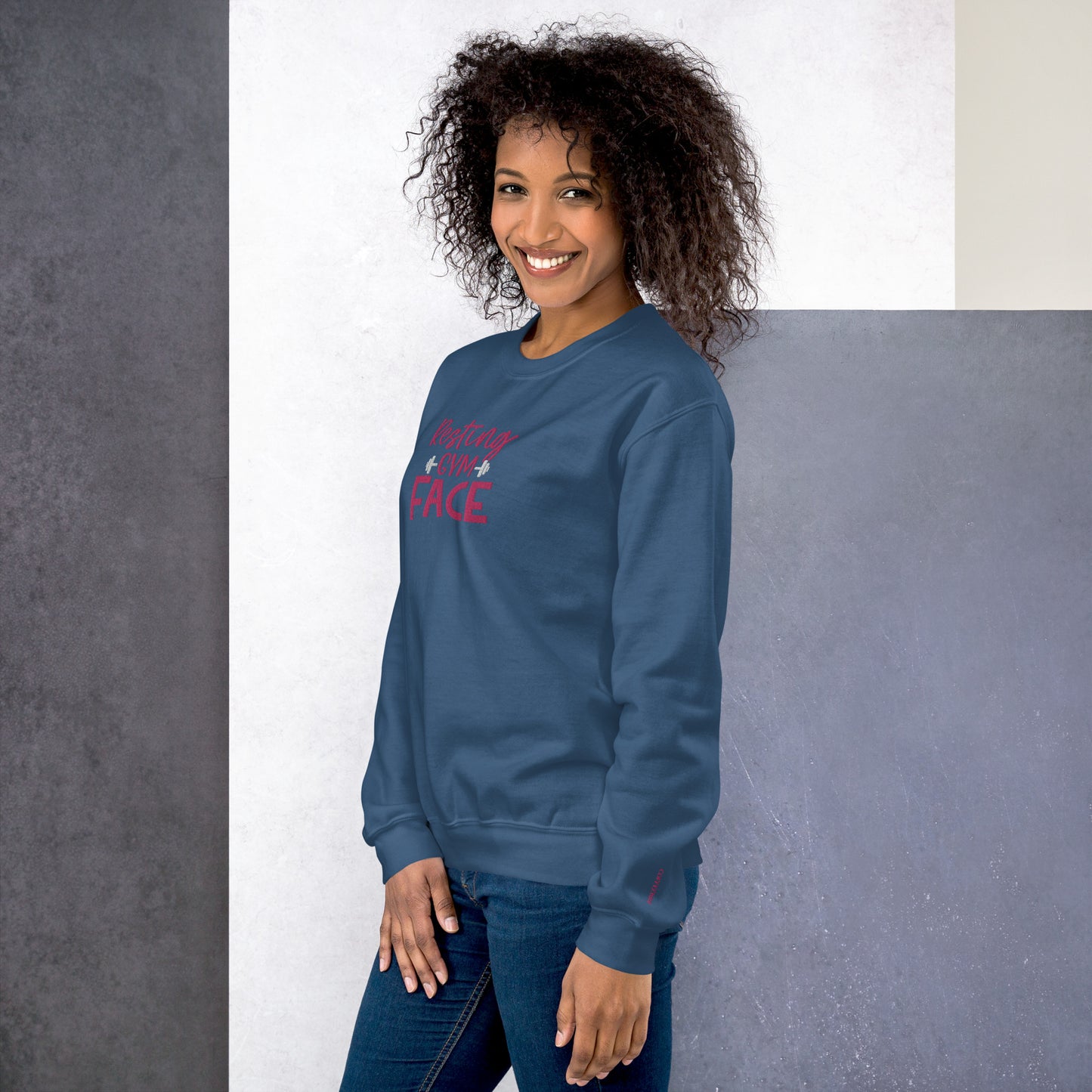 Resting Gym fFace Embroidered Sweatshirt - COFFEEBRE