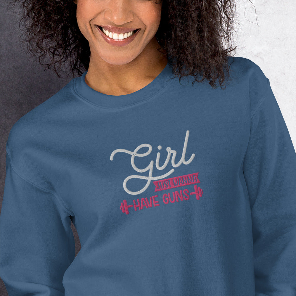 Girls Just Wanna Embroidered Fitness  Sweatshirt - COFFEEBRE