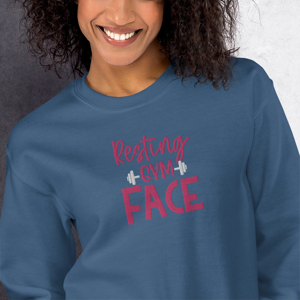 Resting Gym fFace Embroidered Sweatshirt - COFFEEBRE