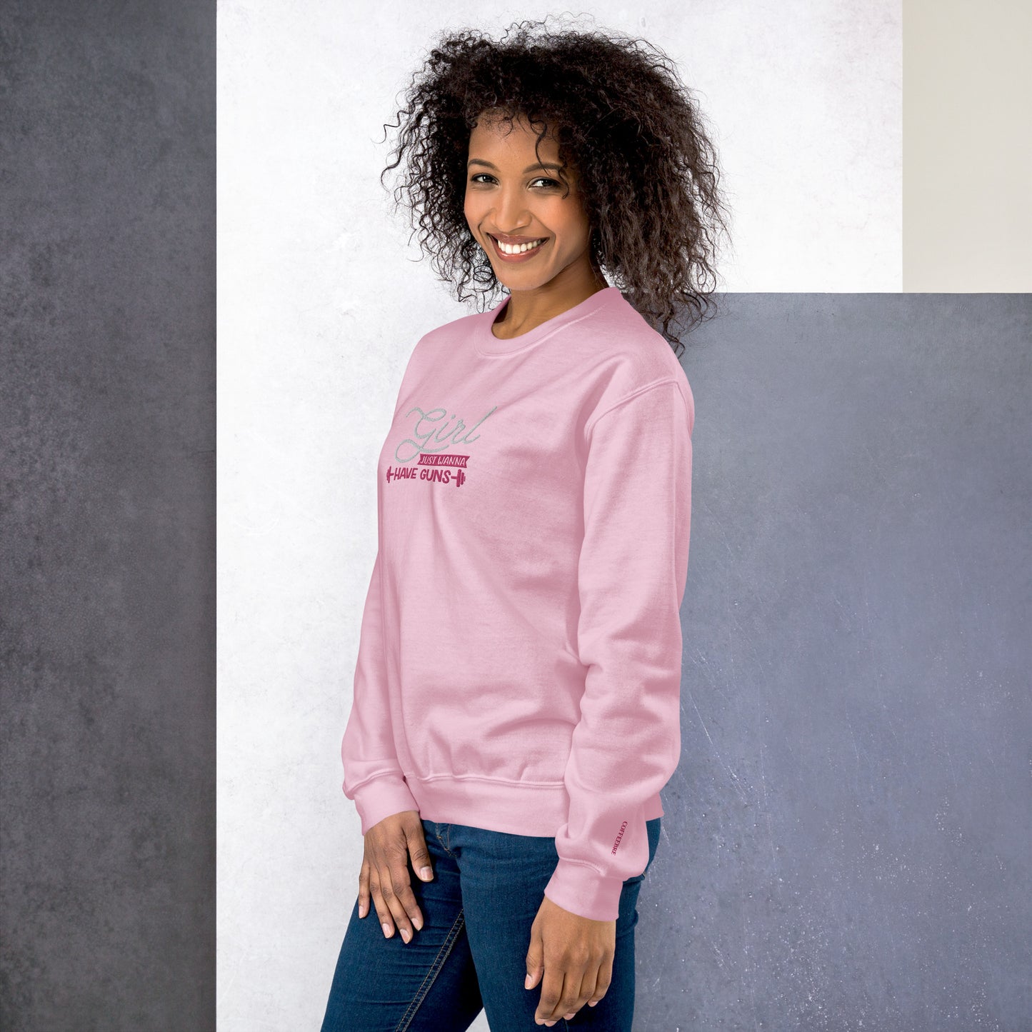 Girls Just Wanna Embroidered Fitness  Sweatshirt - COFFEEBRE