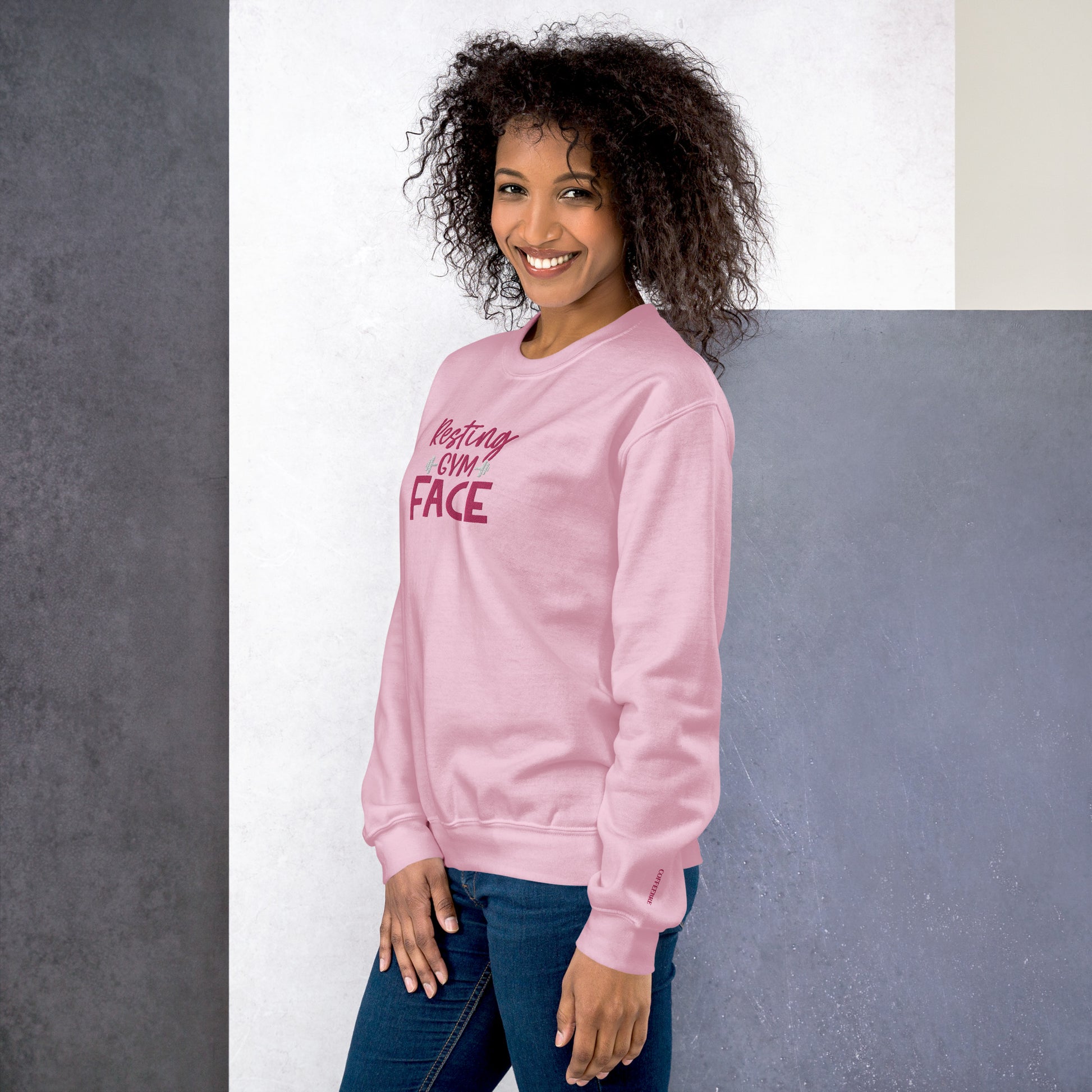 Resting Gym fFace Embroidered Sweatshirt - COFFEEBRE