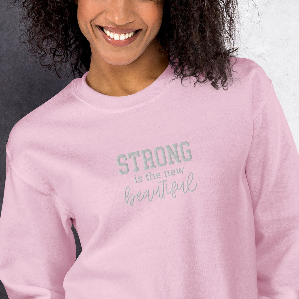 Strong Beautiful Embroidered Fitness Sweatshirt - COFFEEBRE