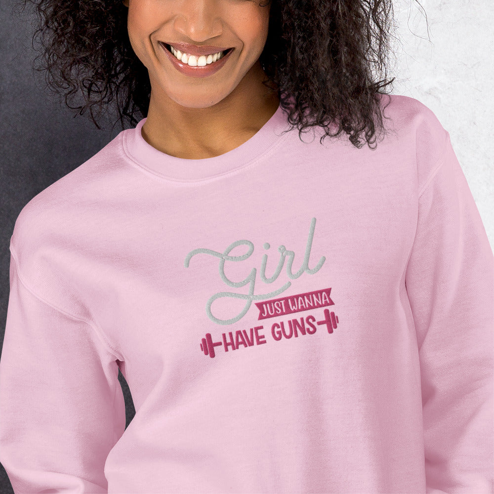 Girls Just Wanna Embroidered Fitness  Sweatshirt - COFFEEBRE