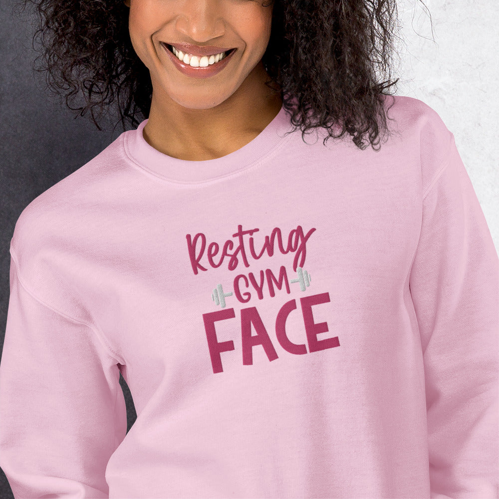 Resting Gym fFace Embroidered Sweatshirt - COFFEEBRE