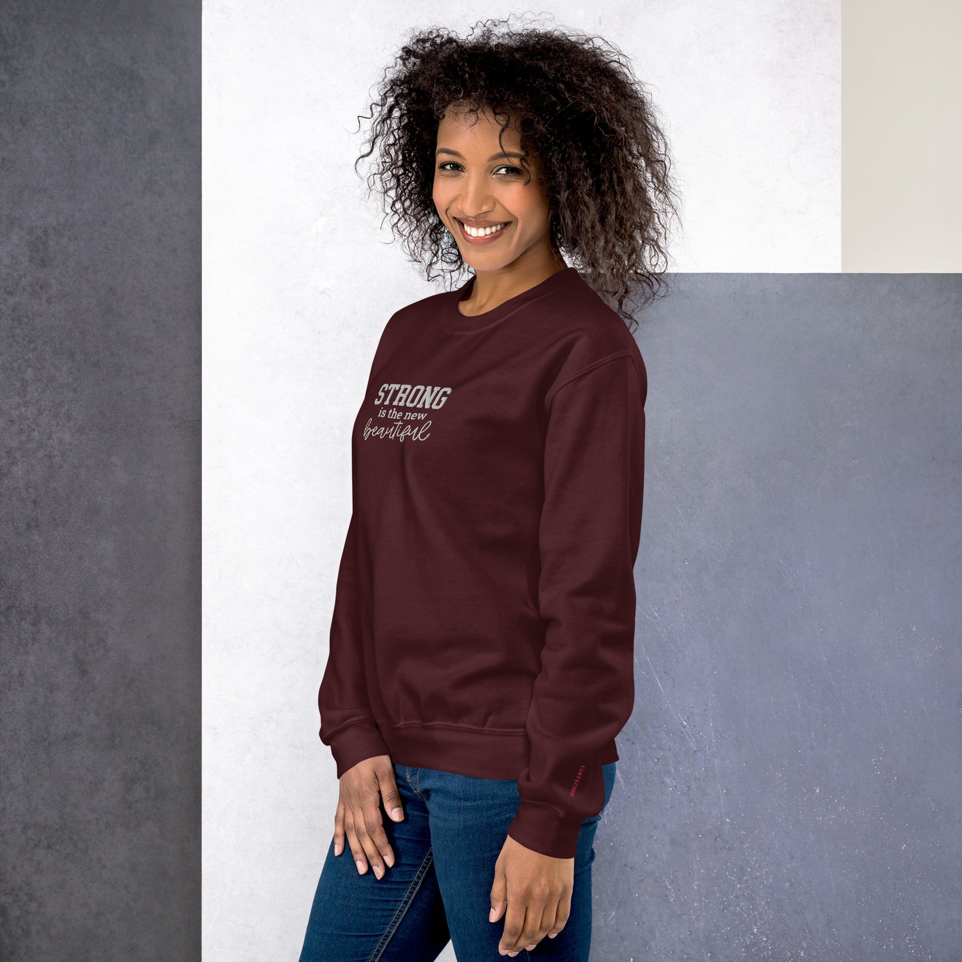 Strong Beautiful Embroidered Fitness Sweatshirt - COFFEEBRE