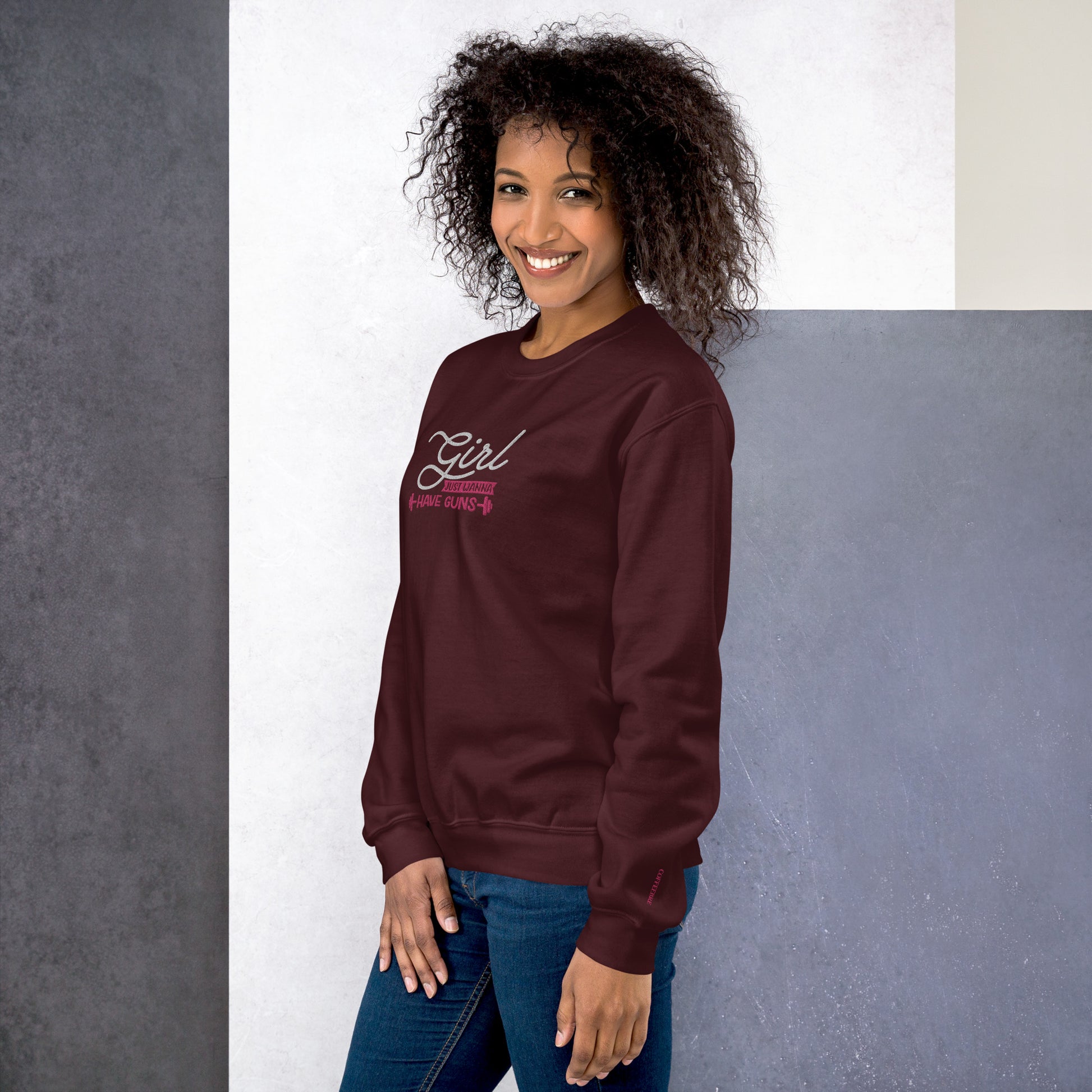 Girls Just Wanna Embroidered Fitness  Sweatshirt - COFFEEBRE