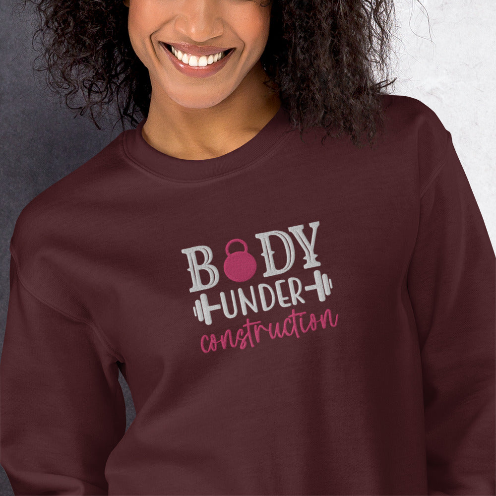 Athletic Body Embroidered Fitness Sweatshirt - COFFEEBRE