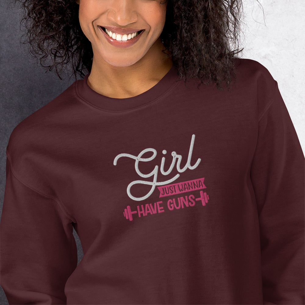 Girls Just Wanna Embroidered Fitness  Sweatshirt - COFFEEBRE