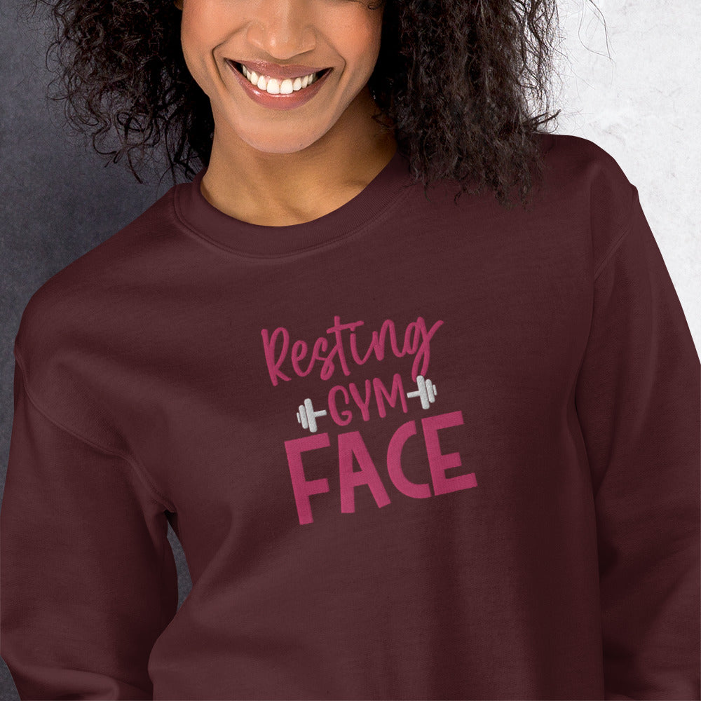 Resting Gym fFace Embroidered Sweatshirt - COFFEEBRE