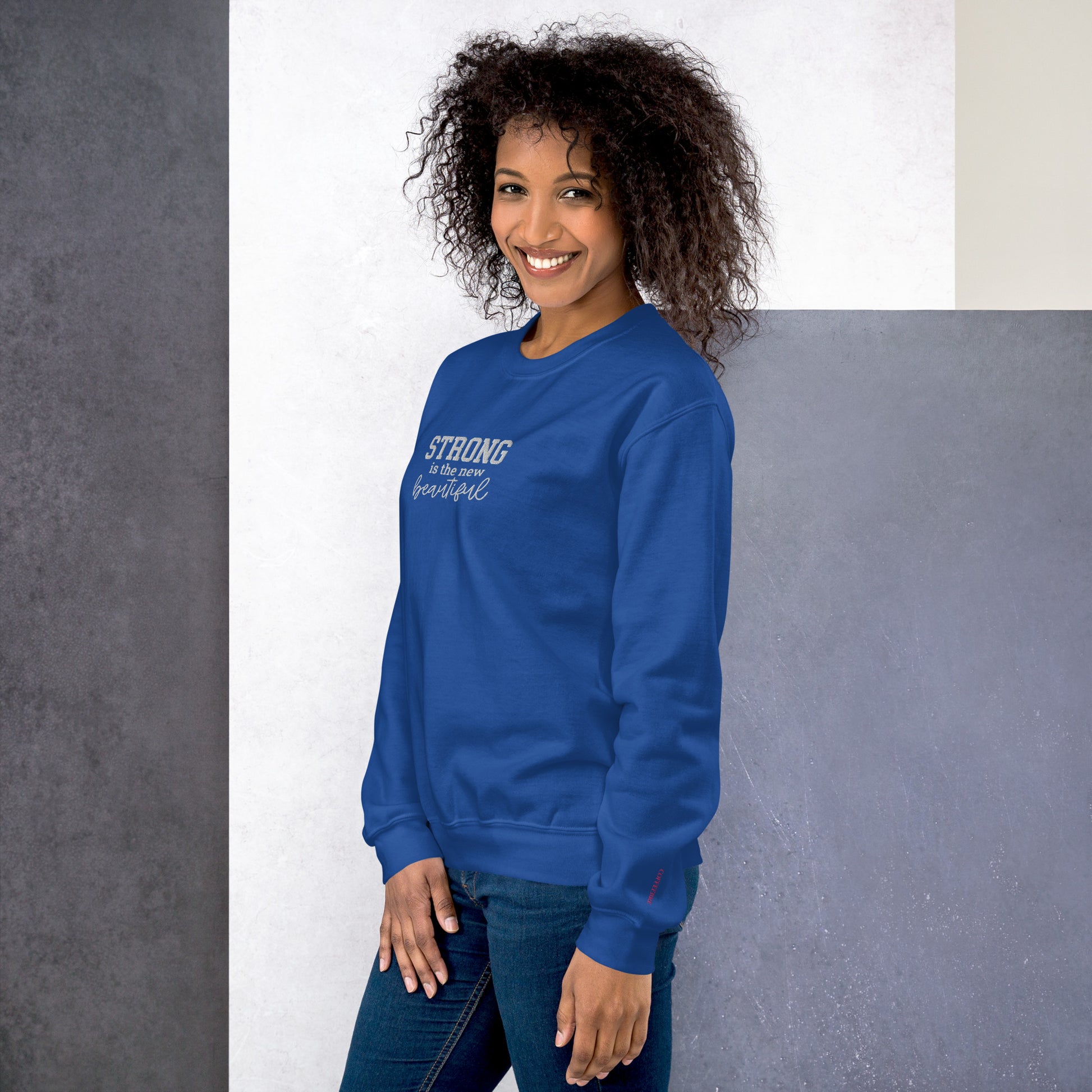 Strong Beautiful Embroidered Fitness Sweatshirt - COFFEEBRE