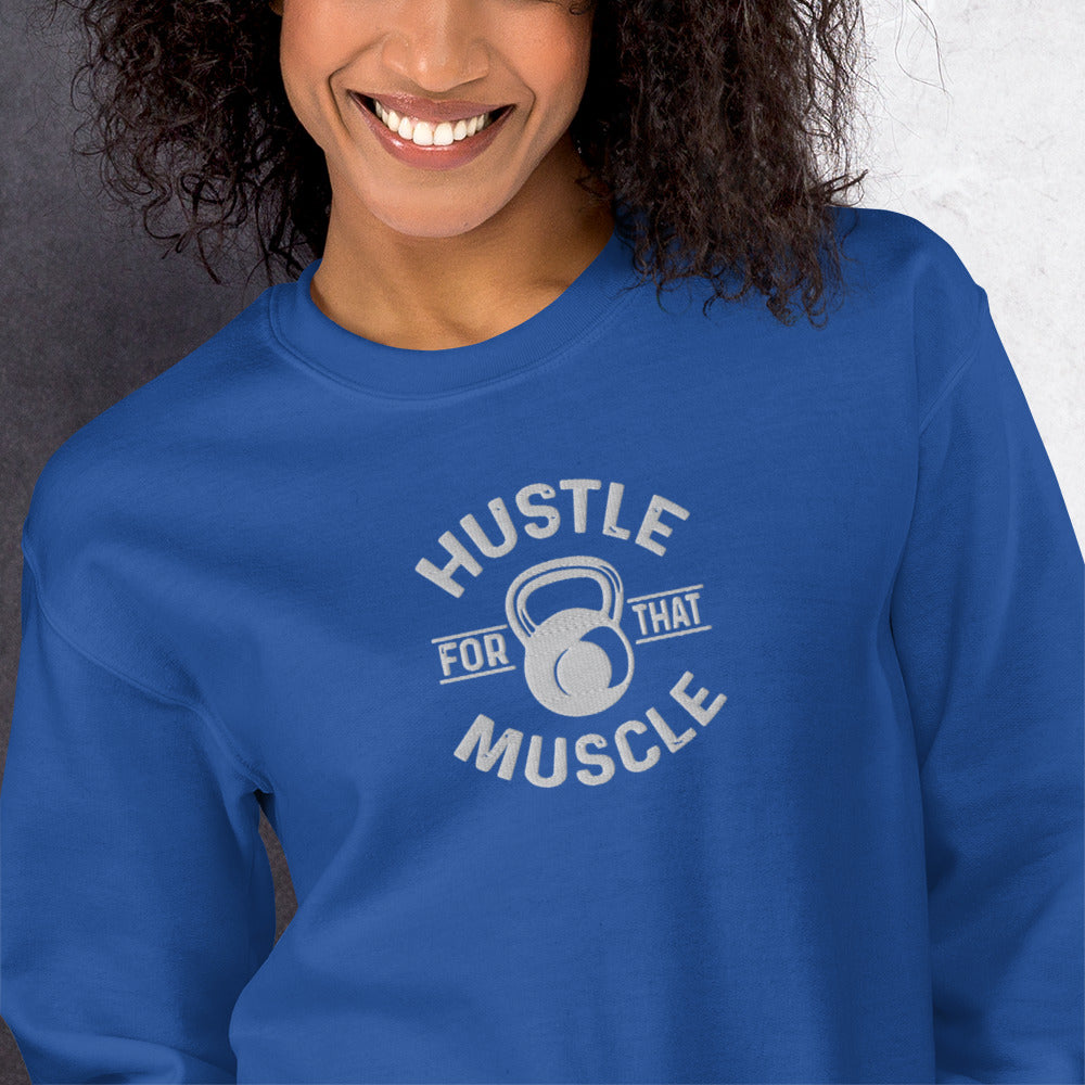 Hustle For Muscle Embroidered Sweatshirts