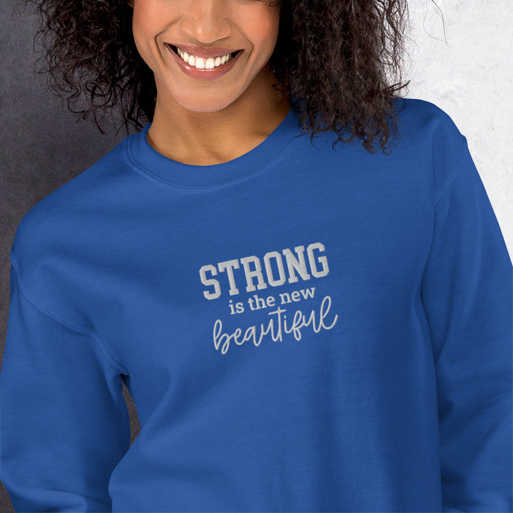 Strong Beautiful Embroidered Fitness Sweatshirt - COFFEEBRE