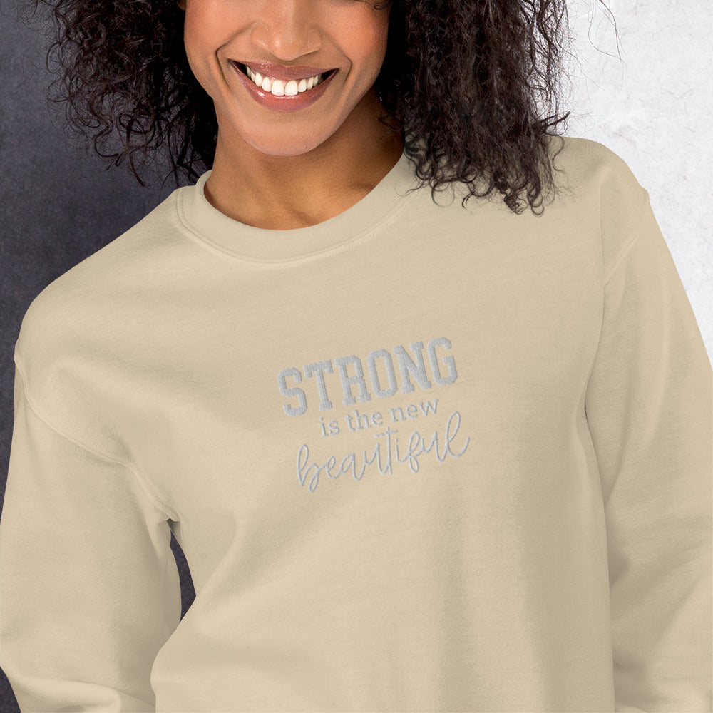 Strong Beautiful Embroidered Fitness Sweatshirt - COFFEEBRE