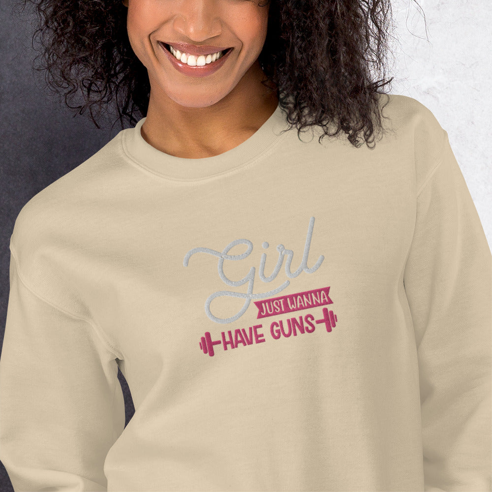 Girls Just Wanna Embroidered Fitness  Sweatshirt - COFFEEBRE