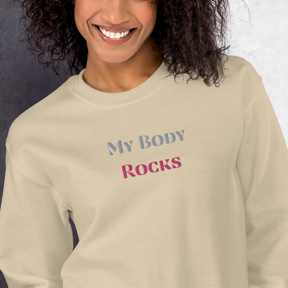 My Body Rocks Embroidered Sweatshirt - COFFEEBRE