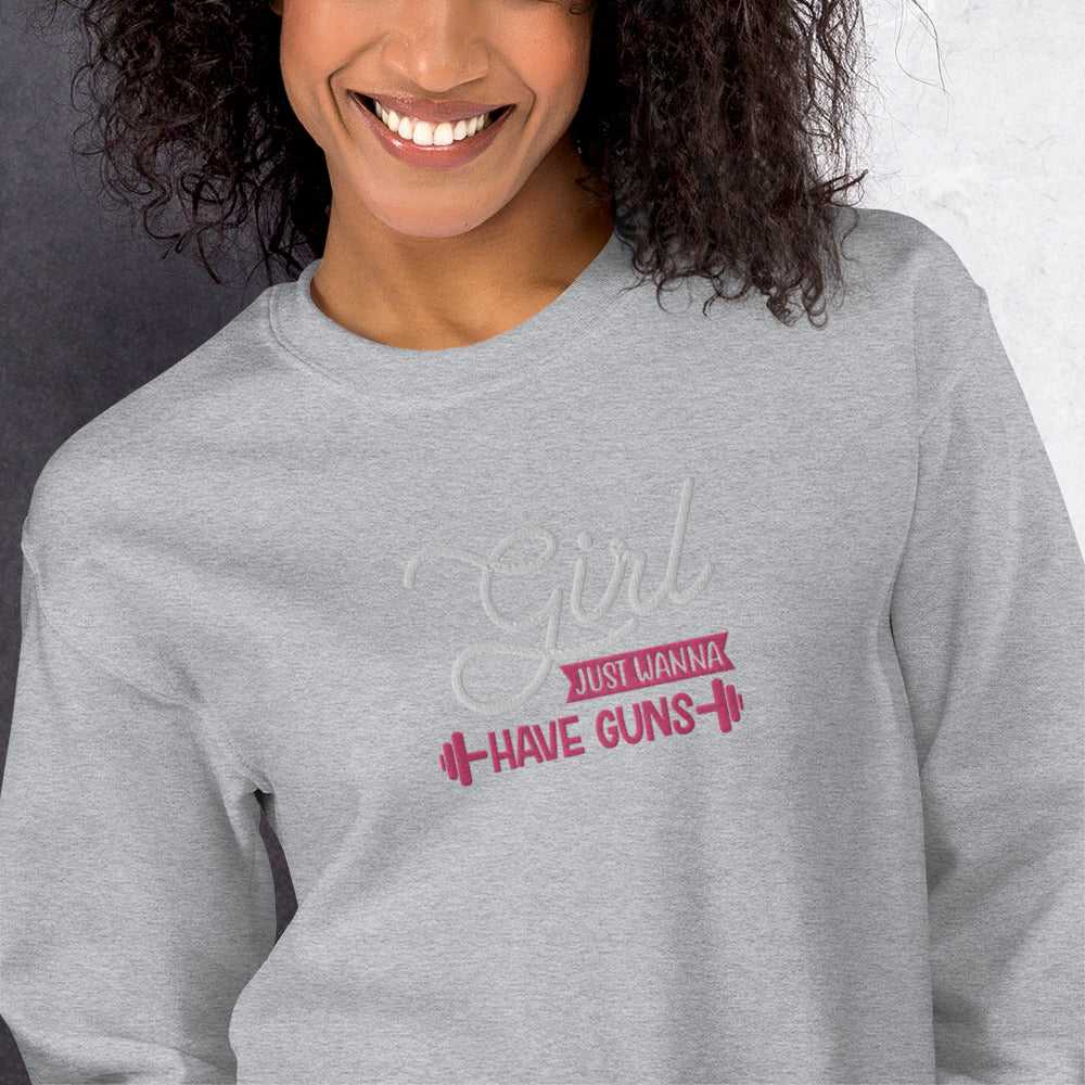 Girls Just Wanna Embroidered Fitness  Sweatshirt - COFFEEBRE